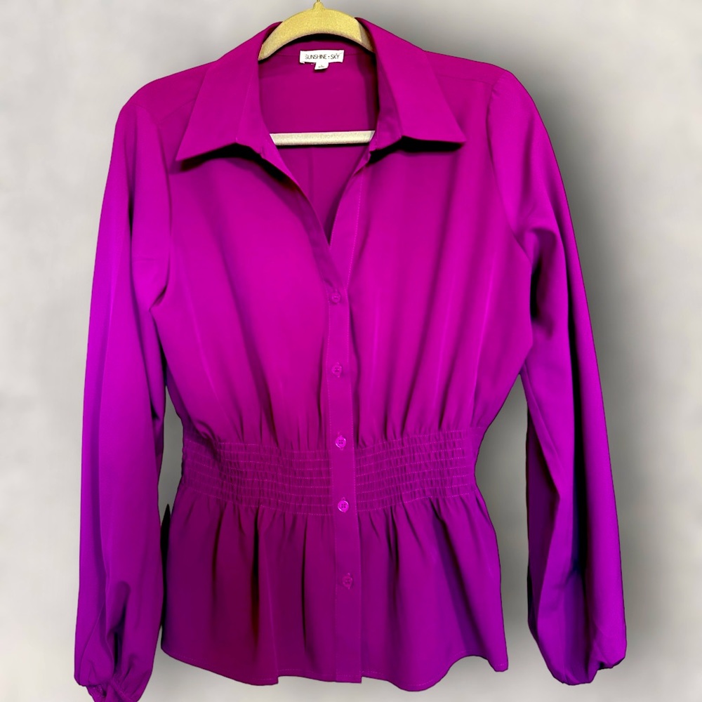 Sunshine & Sky Button Down Blouse Size L